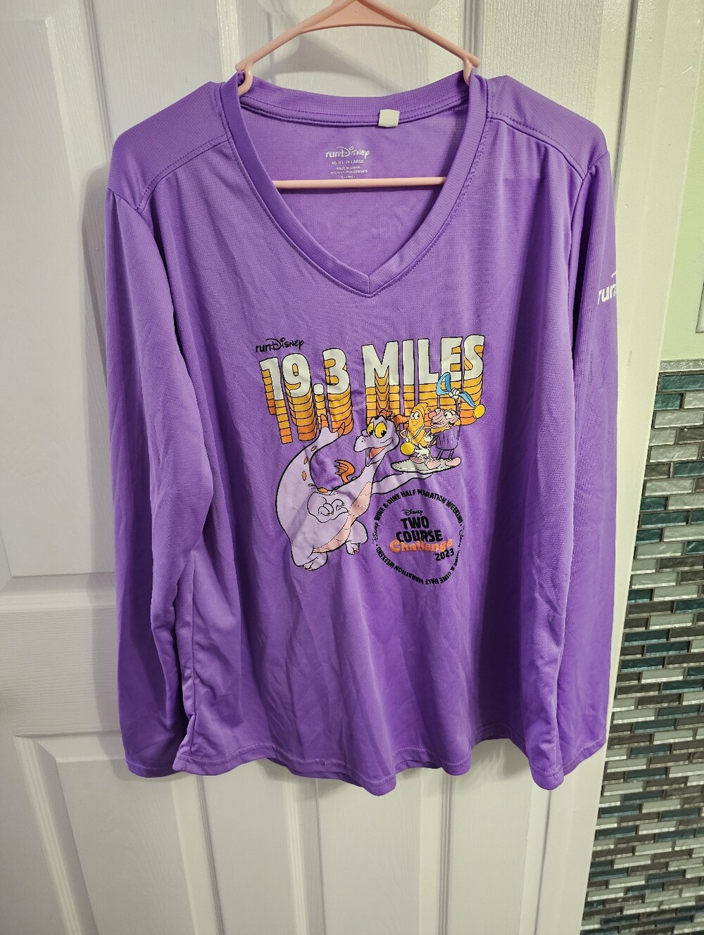 Disney Purple 19.3 Miles Long Sleeve V-Neck Top